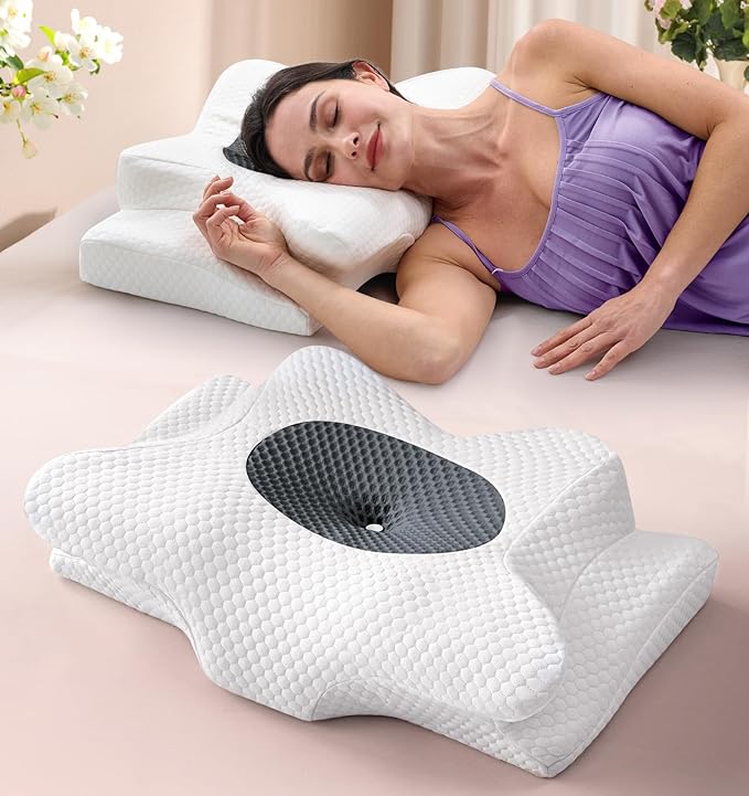 Dream Without Pain Cervical Neck Pillow for Sleeping, Ergonomic Side Sleeper Pillows for Adults, Cooling Orthopedic Pillow for Neck Relief Support, Memory Foam Pillows Back Stomach Sleepers