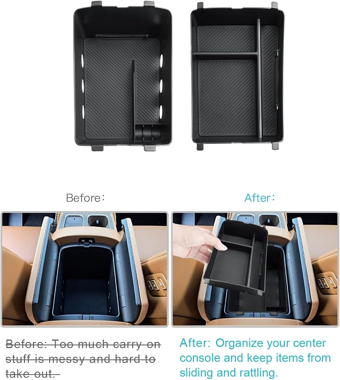 CDEFG for 2026 Hyundai Palisade Center Console Accessory Dual Organizers | for 2026 Hyundai Palisade Accessories Middle Console Double -Tray Armrest Storage Box,Only for 7-Seats w/Split Armrest