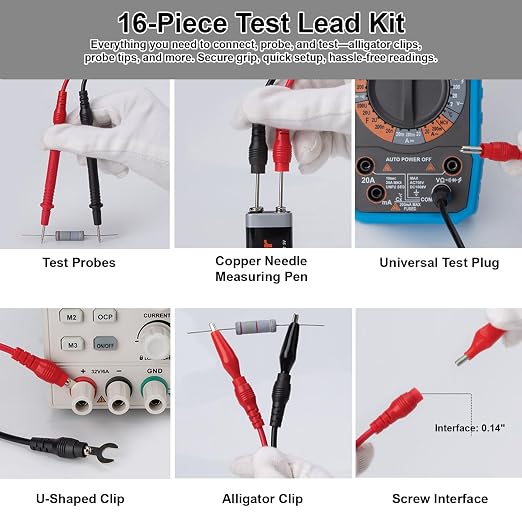 2026 Upgraded FS899L Digital Multimeter, Color Screen, USB-C with 16pcs Silicone Multimeter Test Leads Kit, Rechargeable, Auto-Ranging, 6000 Counts True RMS AC/DC Voltage, NCV, Capacitance Tester.