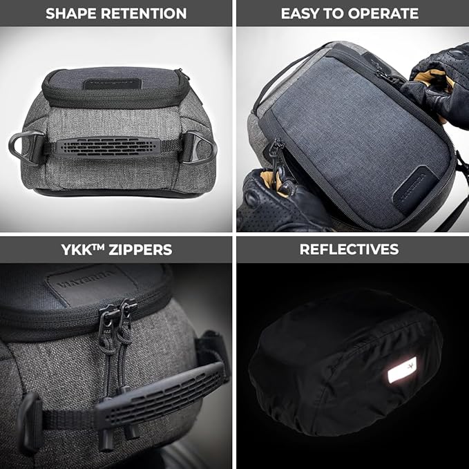 ViaTerra Downtown Magnetic Motorcycle Tank Bag | Easy Access, Shape Retention, External Rain Cover Included | Fits All Metal Tanks