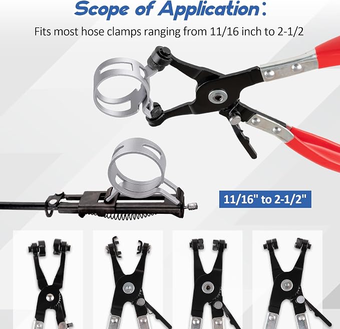 9PCS Hose Clamp Pliers Set, Hose Clamp Removal Tool for Automotive, Flexible Removing Clamps Pliers Automotive for Coolant Radiator Heater and Water Hose