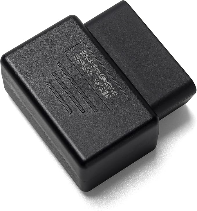 Plug-and-Play EMP Vehicle Protection with Indicator Light, Lightning Solar Flare and Surge Protection, Compatible with 12V DC OBDII Receptacle