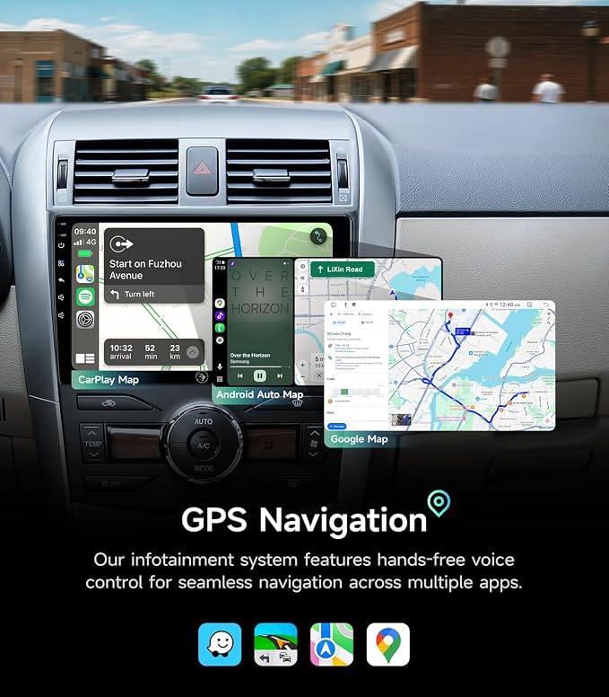 5G WiFi Android Car Stereo for Toyota Corolla 2008 2009 2010 2011 2012, 9 Inch IPS HD Touch Screen Car Radio Wireless CarPlay Android Auto, GPS FM/SWC Bluetooth 1080P Backup Camera