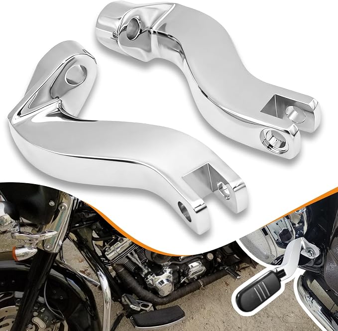 Universal 10mm Highway Passenger Footpegs/Footrests + Rear Passenger Foot Peg Mount Bracket for for Harley Touring/Street Glide/Electra Glide/Road King/Road Glide