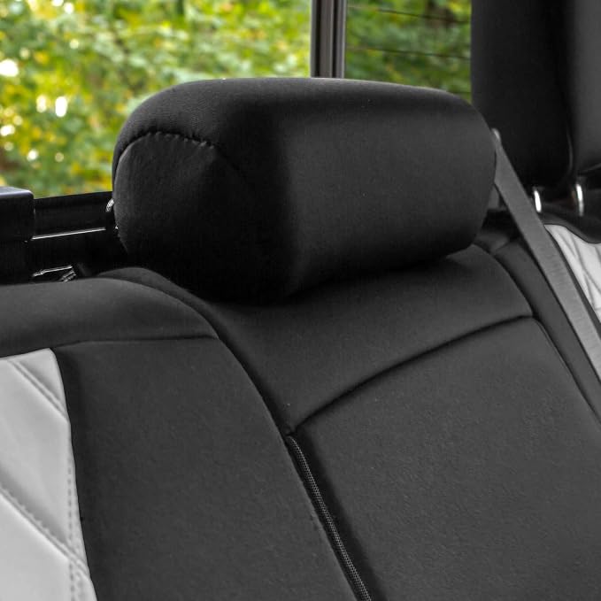 FH Group Custom Fit Car Seat Covers Specifically Made for 2019-2023 Chevrolet Silverado 1500 2500HD 3500HD RST | LTZ | HIGH COUNTRY Ultraflex Neoprene Water Resistant Seat Covers - Rear Set Gray