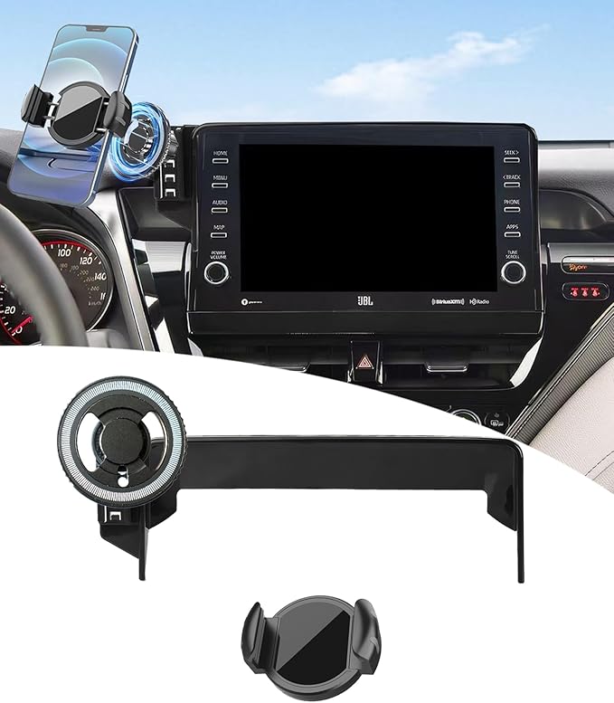 Magnetic Car Phone Mount for Toyota Camry 2021 2022 2023 2024 Accessories, for MagSafe Strong Magnets Cell Phone Holder 9-Inch Touch Screen Cradles, with Portable Phone Gripper 360° Rotation