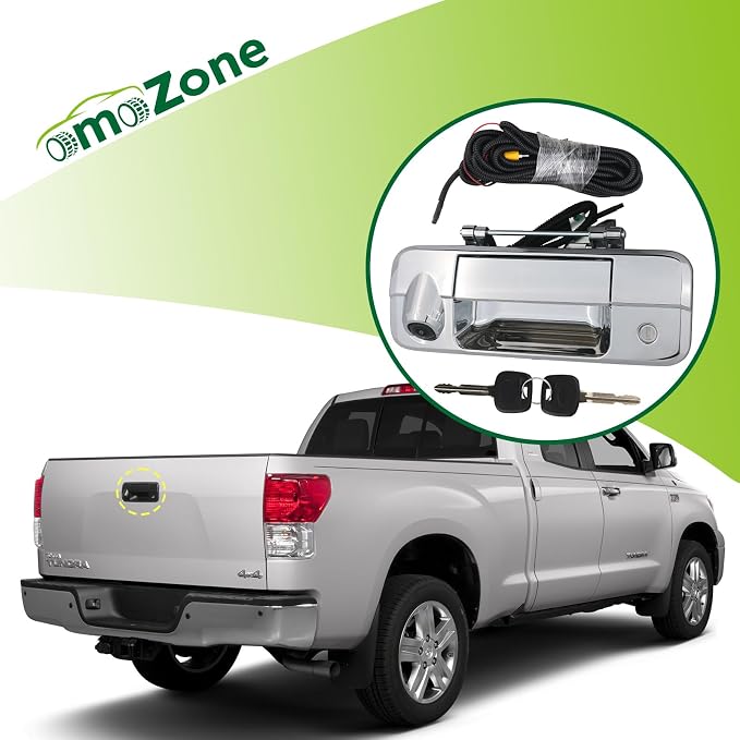 Backup Camera Tailgate Handle Rear View Camera Liftgate Latch Handle with Key Lock Cylinder Chrome Compatible with 2007-2013 Toyota Tundra Replaces 69090-0C051 690900C051