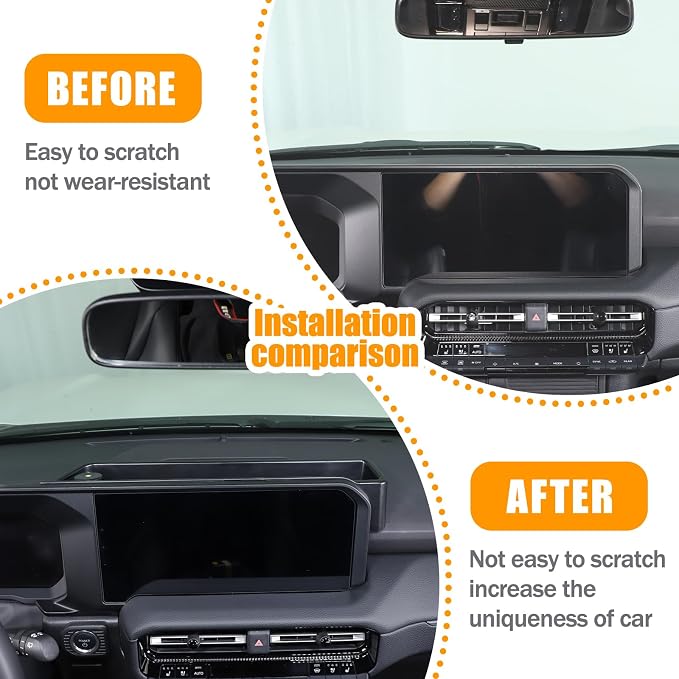 Center Console Dash Organizer Tray Compatible with Toyota Land Cruiser 250 Prado 2024 2025 2026 Navigation Screen Rear Insert Auxiliary Storage Box,Phone Holder Accessories (Style F (Without bracket))