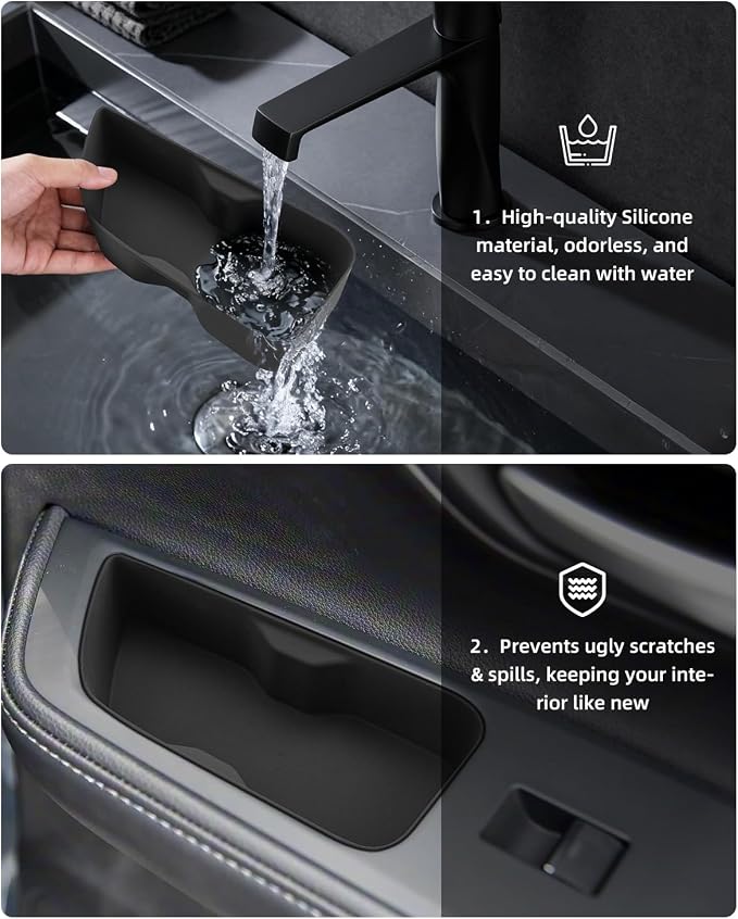 2 Pack Door Side Storage Box for Toyota Grand Highlander 2024 2025 2026, Silicone Door Handle Organizer, 2025 2026 Toyota Grand Highlander hybird Accessories