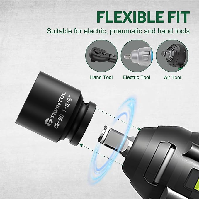 3/4” Impact Socket Set 30 PCS, SAE 11/16” - 2” & Metric 17-60mm | 6-Point Design, CR-MO Steel, Rugged Construction, Heavy Duty Large Impact Sockets for Construction & Agricultural Machinery