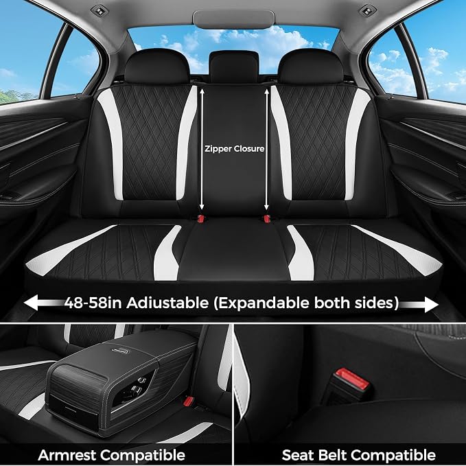 FLORICH Seat Covers, Car Seat Covers Full Set, Waterproof Leather Car Seat Protector, Front and Rear Seat Covers for Cars, Automotive Seat Covers Universal Fit for Most Cars Truck SUV