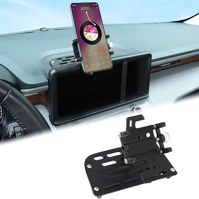 Aunginsy Center Console Dash Phone Mount Compatible with Ford Maverick 2022 2023 2024, Car Dashboard Mobile Phone Bracket Instrument Table Organizer Storage Tray Groove Cell Phones Holder Accessories