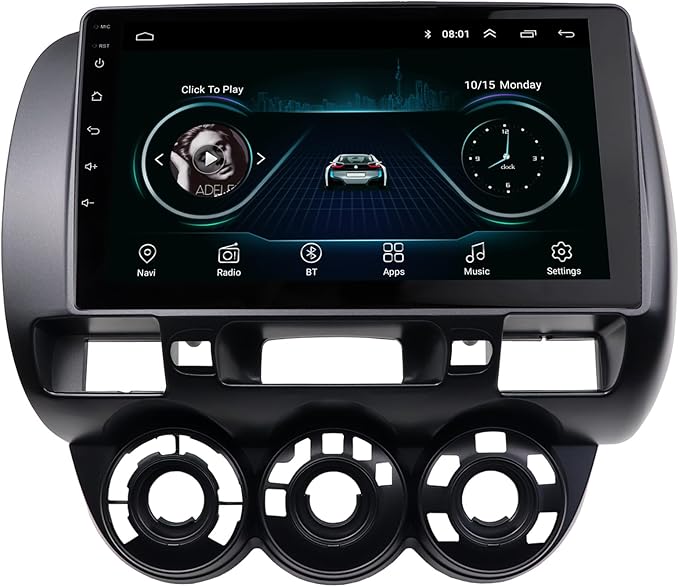 Stereo Bezel for Honda Fit 2007-2008 (American Version) Dash Installation Mount Trim Kit Fits 9" and Double Din Radio with Wiring Harness