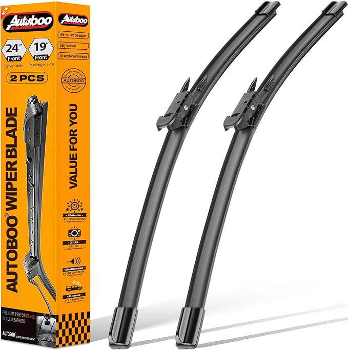 AUTOBOO 24"+19" Windshield Wipers Replacement for BMW 320i 2013-2018 328i 2010-2016 335i 2010-2015 M3 2015-2018 Audi A3 QUATTRO 2006-2013 -Original Factory Quality (Pack of 2)
