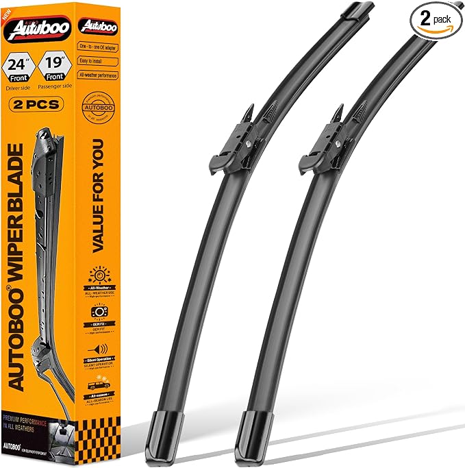 AUTOBOO 24"+19" Windshield Wipers Replacement for BMW 320i 2013-2018 328i 2010-2016 335i 2010-2015 M3 2015-2018 Audi A3 QUATTRO 2006-2013 -Original Factory Quality (Pack of 2)
