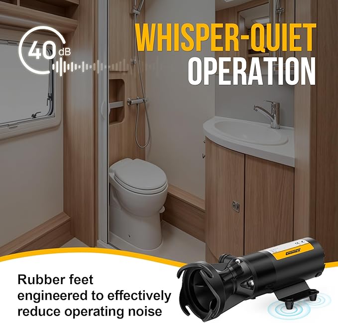 12V RV Portable Macerator Pump, 12GPM Self-Priming Sewage Quick Grinder Pump, Suction 3.5 Feet Lift 10 Feet Waste Pumps for RV Camper Boat Kitchen