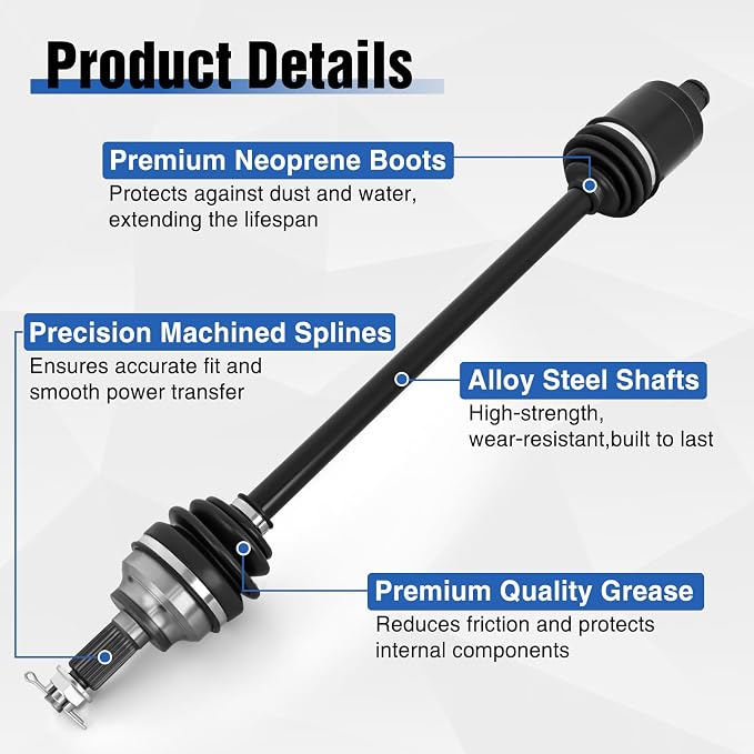 Frokom Front CV Axle Drive Shaft for Polaris RZR XP/XP4 Turbo 2016 2017 2018 2019 2020 2021, RZR RS1 2018-2022, OEM 1333942