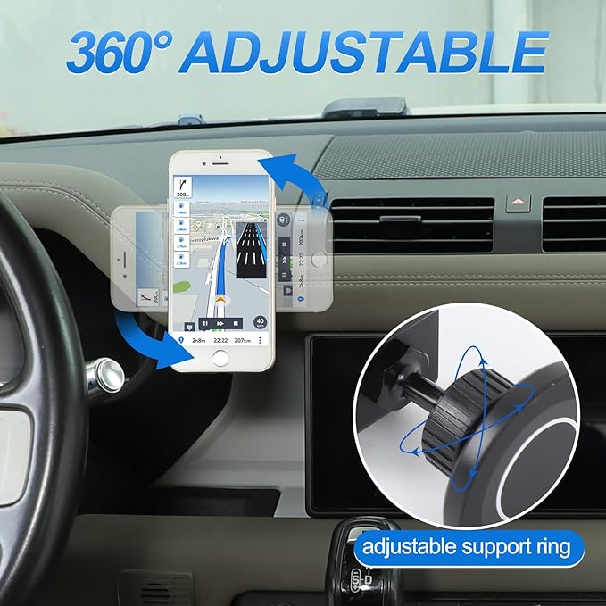 Magnetic Phone Holder Compatible with Land Rover Defender 110 130 2020-2025, 360° Adjustable Dash Phone Mount Holder for All Smartphones (for High Trim (Leather Dashboard))