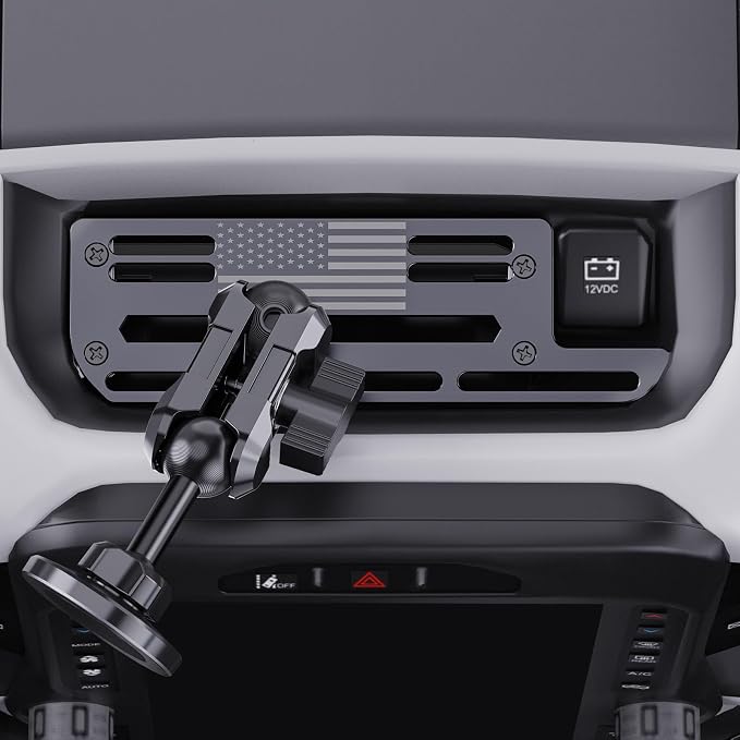 Stainless Steel Phone Mount for 2019+ Ram 1500/2500/3500/TRX, Magnetic & Clamp Dual Heads, All-Metal Shakeproof Unique America Flag Design OEM Screw Hole Dash Mount Install Super Stable