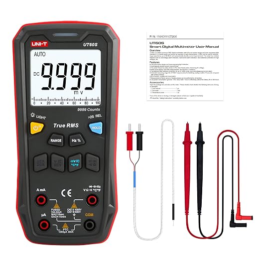 UNI-T Digital Multimeter Smart,UT60S True RMS,9999 Counts 1000V AC DC Voltmeter Ammeter Capacitor Temperature,Fully Automatic Anti-Burn Intelligent Multimeter Tester