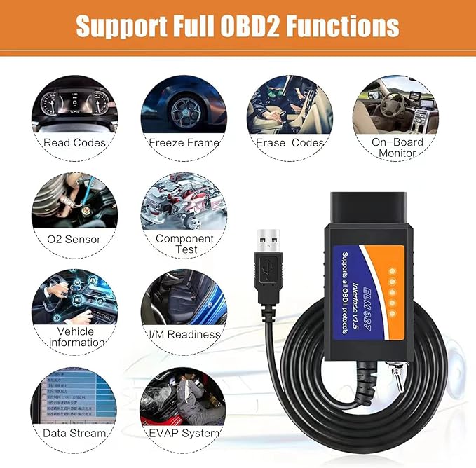 Elm327 USB Compatible with Forscan Software Obd2 Adapter for Ford F150 F250 Lincoln Mazda Mercury Code Reader Vehicle OBD Scanner Diagnostic Programmer Tool MS HS CAN Switch