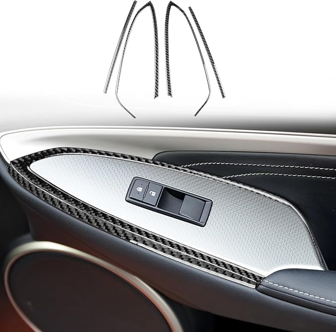 Soft Carbon Fiber Car Interior Window Lift Frame 4/Piece Decorative Sticker for Lexus RC300 350 200T 15-24 Carbon Fiber Interior Accessories