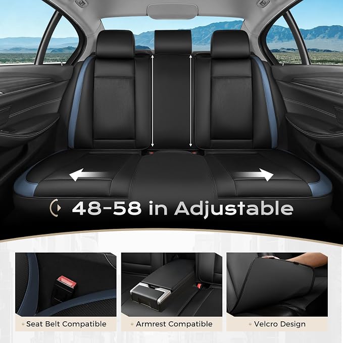 Coverado Car Seat Covers Full Set, Seat Covers for Cars, Front Seat Covers and Back Seat Cover Waterproof Leather Automotive Seat Cover, Universal Car Interior Protectors Cushion for Most Cars