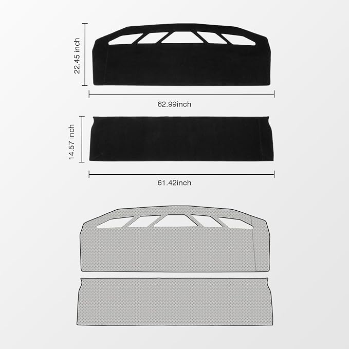 KUST Black Dash Cover for Tesla Cybertruck 2024 2025 2026 Polyester Dashboard Cover Non-Slip Interior Accessories for Tesla Cybertruck Custom Fit Dash Mat Sunshade Windshield No Glare