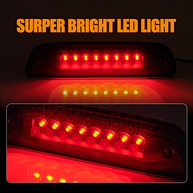 Third 3rd Brake Light LED for 1995-2015 Toyota Tacoma, High Mount Rear Brake Lights Assembly for 95-15 Tacoma, Waterproof Center Cab Lamp Stop Light