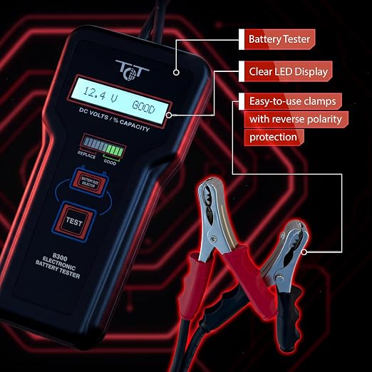Professional 12V Electronic Battery Tester – Digital Conductance Analyzer for Car Automotive Starter & Alternator Systems, Battery Health & Capacity Checker – B300 by Tech Professional Service Tools
