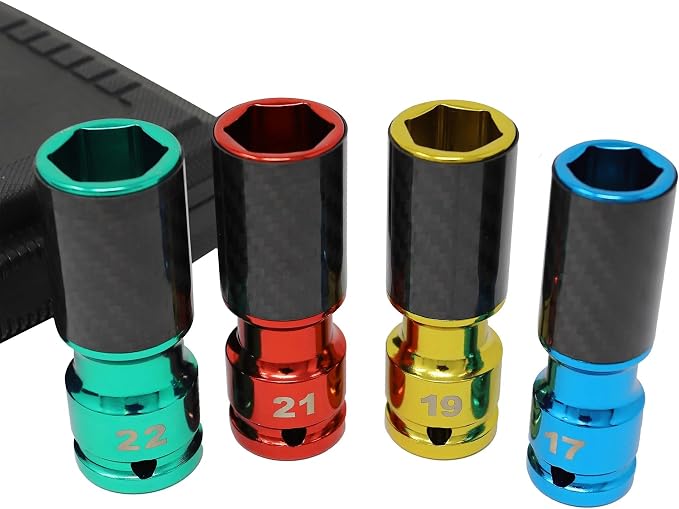 CTA Tools 4250 Metric Lug Socket Set with Carbon Fiber Sleeves, 4-Piece Set