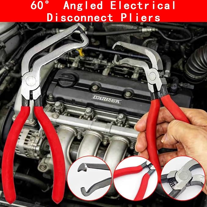 7 Pcs Auto Electrical Disconnect Pliers Set with Terminal Pin Removal, Connector Removal Tool with Hose Clamp Plier, Relay Puller&lectrical Connector Separator Tool, Automotive Repair Tool Kit