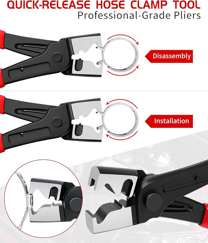 5 Pieces Electrical Disconnect Pliers for Cars Automotive Electrical Plug Connector Disconnect Tool and Connector Separator and Hose Clamp Pliers with Gloves for Cars, Trucks & SUVs (Red)