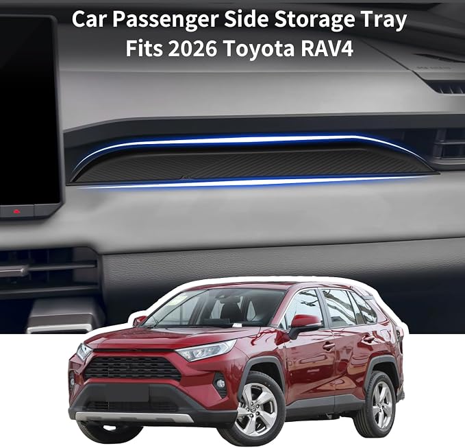 Tray Passenger Storage Organizer Mat for Toyota RAV4 2026 Center Console Organizer Glove Box Storage Organizer Tray Anti-Rattle Silicone Dashboard Storage Mat for RAV4 Interior Accessories