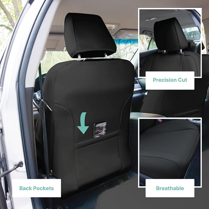 FH Group Custom Fit Seat Covers Specifically Made for 2012-2017 Toyota Camry LE | SE | XSE | XLE - Faux Leather, Waterproof Car Seat Cover, Front Set Black