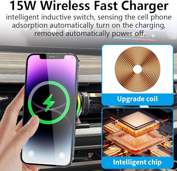 Car Magnetic Phone Mount for BMW X5 X5M 2024-2026 and X6 X6M 2024-2026 and BMW X7 2023 2024 2025 2026 Auto Accessories Best Cellphone Holder Fast 15W Wireless Charger Cell Phones Screen Stand