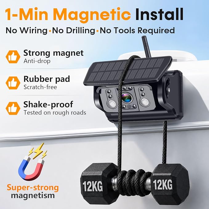 Magnetic RV Backup Camera Wireless with 7" Monitor: 1-Min No Wiring Esay Setup for Trailer Camper - 1080P HD See Every Obstacle Clearly for Campsite Reversing & Drive Monitoring