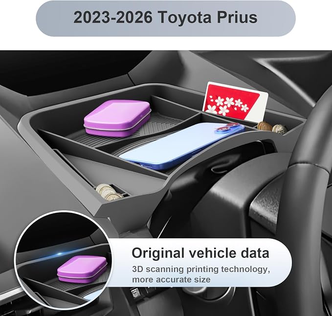 SKTU for 2023-2026 Toyota Prius Dashboard Storage Box for 2023-2026 Toyota Prius (LE/XLE/Nightshade Edition/Limited) Dashboard Organizer 2023-2026 Prius Accessories 2023-2026 Prius Behind Screen Tray