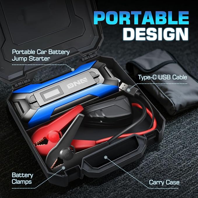 DNA MOTORING 12V 1500A 15000 mAh Portable Car Battery Jump Starter, Battery Pack Chargers, Jump Box， for Up to 7.0L Gas & 5.5L Diesel Engine TOOLS-00216 Blue