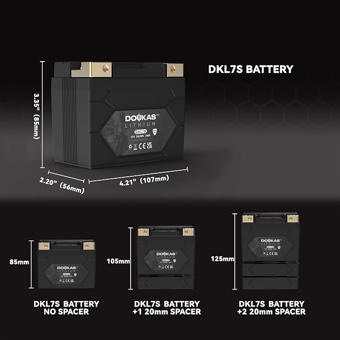 DKL7 YTX7S 360A LiFePO4 Motorcycle Lithium Battery, 12V 2.4Ah Powersports Battery, Compatible Jet Ski, Scooter
