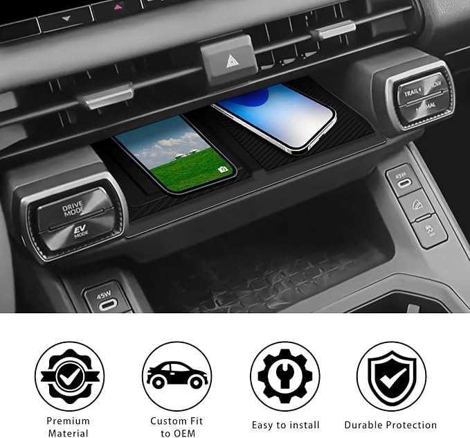 Wireless Charging Protective Mat for Toyota RAV4 2026, Silicone Anti-Slip Center Console Wireless Charger Cover Pad, Interior Accessories for RAV4 2026 Black