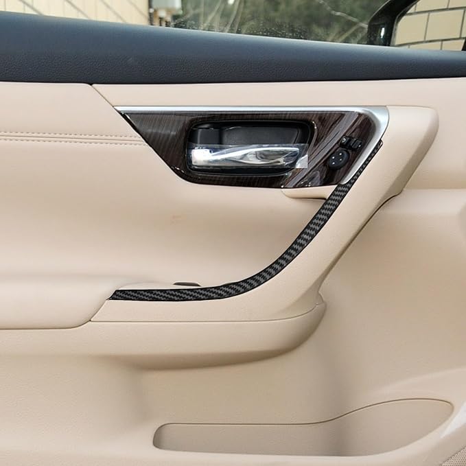 Soft Real Carbon Fiber Compatible with Nissan Altima 2013 2014 2015 2016 2017 2018 Interior Accessories Front Door Armrest Arm Rest Cover Trim Decorative Strip