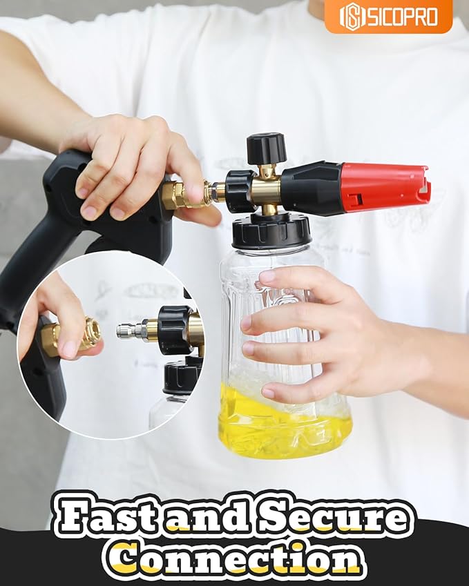 Foam Cannon for Pressure Washer, Car Wash Foam Gun Kit, Tool Daily Foam Cannon with 1/4 Inch Quick Connector, Soap Cannon for Pressure Washer, Foam Gun Car Wash Sprayer