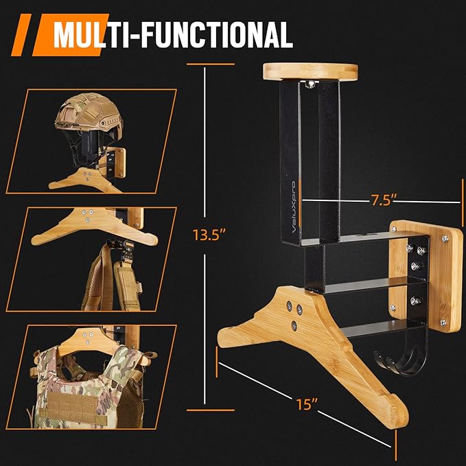 Tactical Gear Stand, Plate Carrier Helmet Stand, Motorcycle Helmet Holder Wall Mount with Hooks,Hanger Rack for Motorcycle Football Cycling Accessories