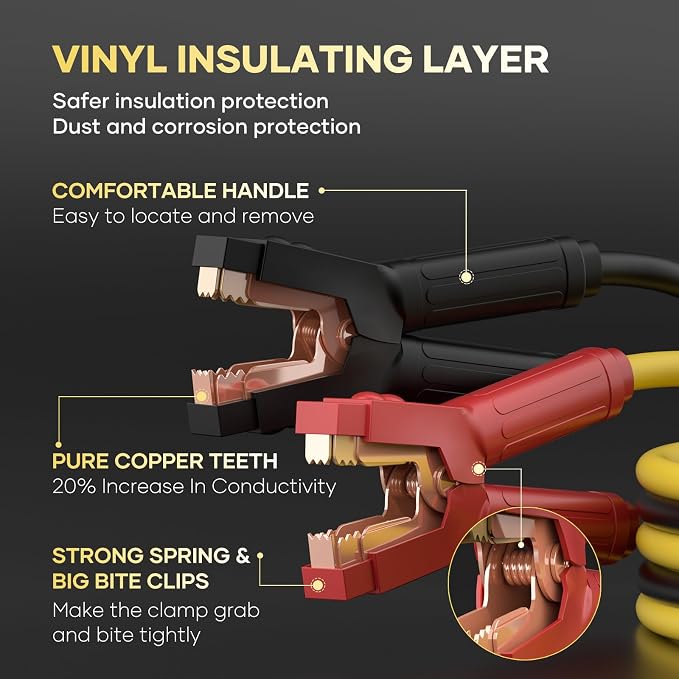 Heavy Duty Jumper Cables, 0 Gauge 30 Feet 1000 Amp Automotive Booster Cables for Car Battery, for Car, SUV and Trucks Battery, with Carry Case, Gloves, Brushes