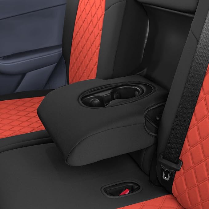 FH Group Custom Fit Car Seat Covers Specifically Made for 2020-2025 Tesla Model Y Ultraflex Neoprene Water Resistant Automotive Seat Covers - Rear Set Red