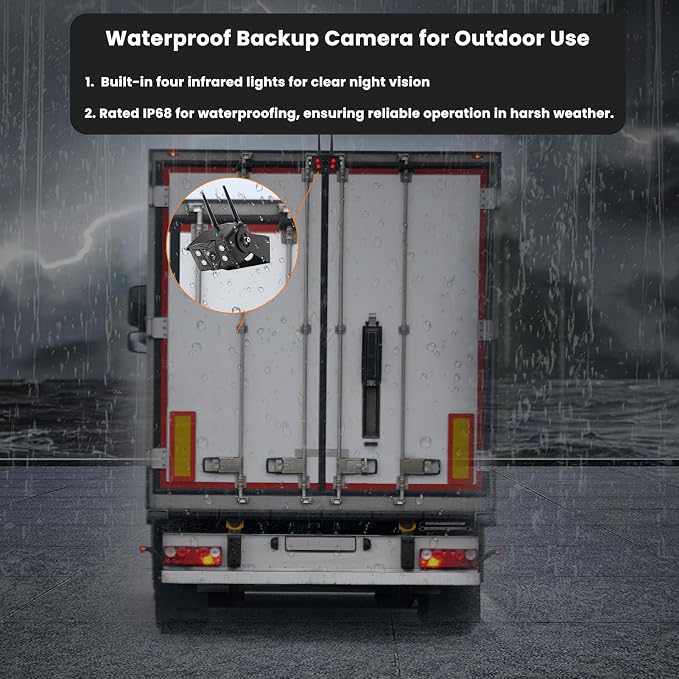 Wireless RV Backup Camera with 7" Monitor – 1080P Night Vision, SD Card Recording, Waterproof for Trailer & Harsh Weather