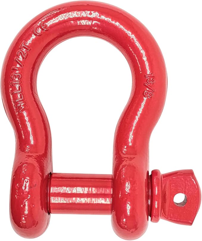 Mytee Products (2 Pack 1-3/8" Anchor Shackle Forged Carbon Steel w/Alloy Screw Pin WLL 13.5 Tons (27,000 lbs) | Double Rust Protection Heavy Duty D Ring Shackle for Towing, Rigging & Vehicle Recovery