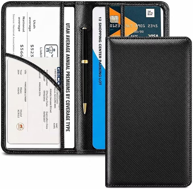 CoBak Car Registration and Insurance Holder - Vehicle Glove Box Car Organizer,Auto Truck Comparment Accessories Case with Magnetic Closure for Driver License,Cards