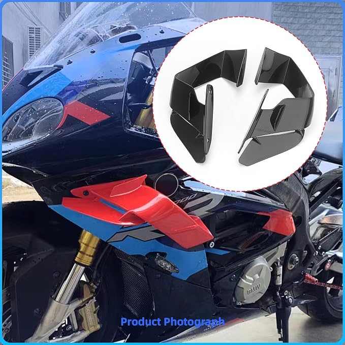 Motorcycle Winglets Fits for S1000RR Fixed Wind Wing Aerodynamic Winds Spoiler Fairing Kits Fit for BMW S1000RR S 1000 RR 2015-2022 (Matt Black)
